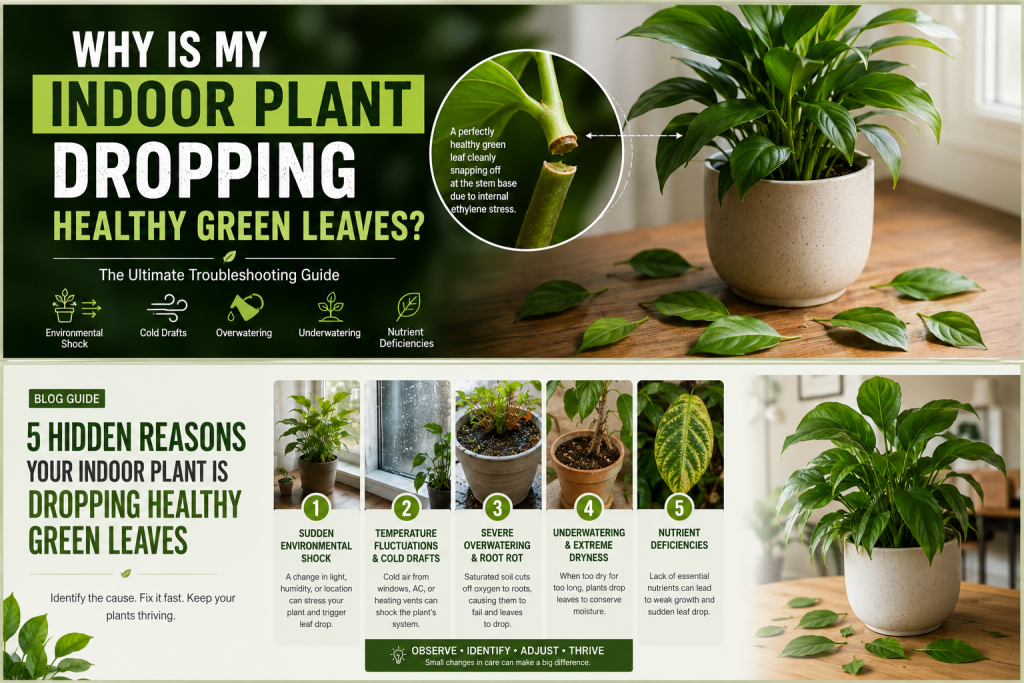 why is my indoor plant dropping healthy green leaves