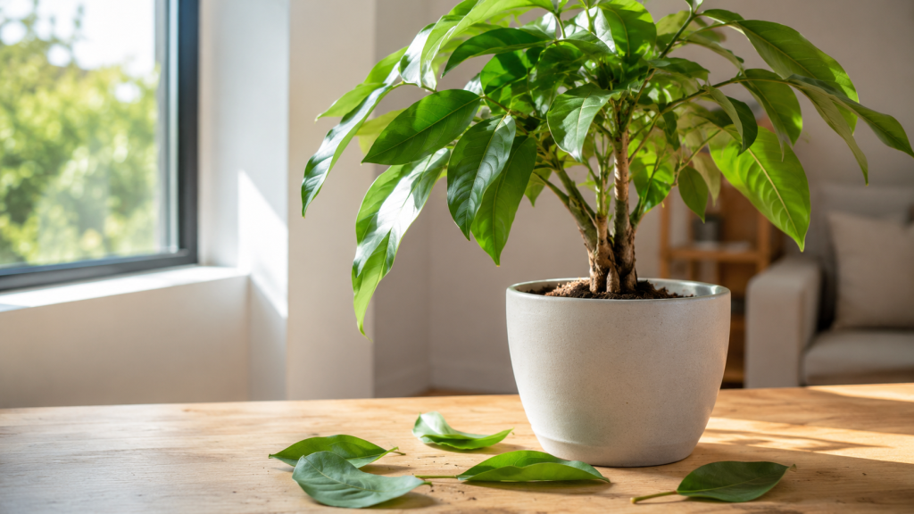 why is my indoor plant dropping healthy green leaves