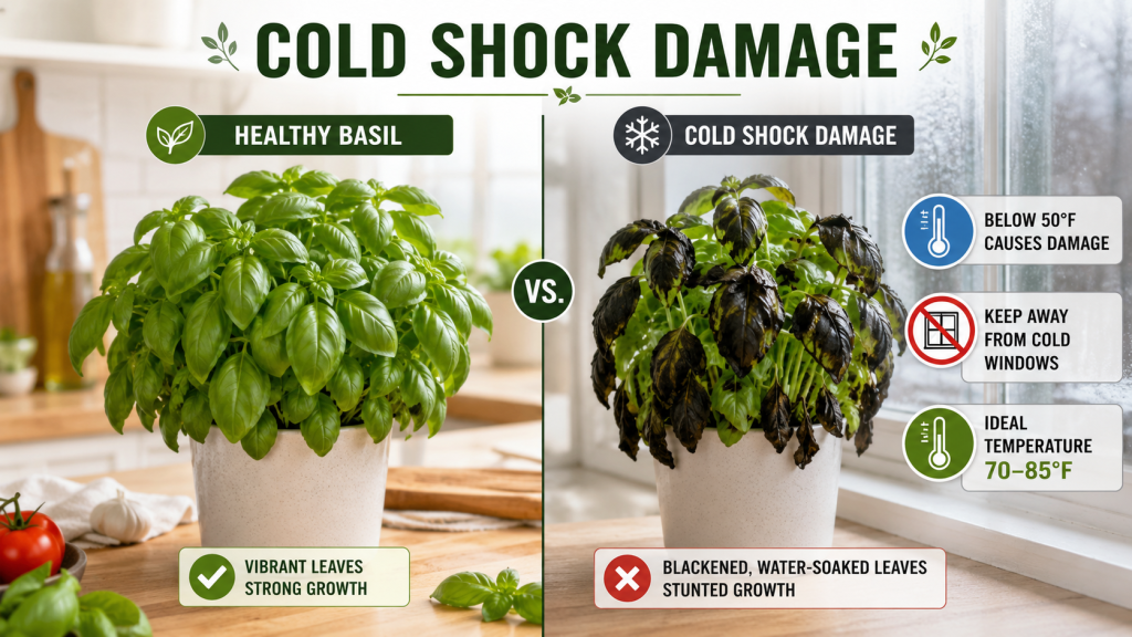 indoor basil leaves turning black