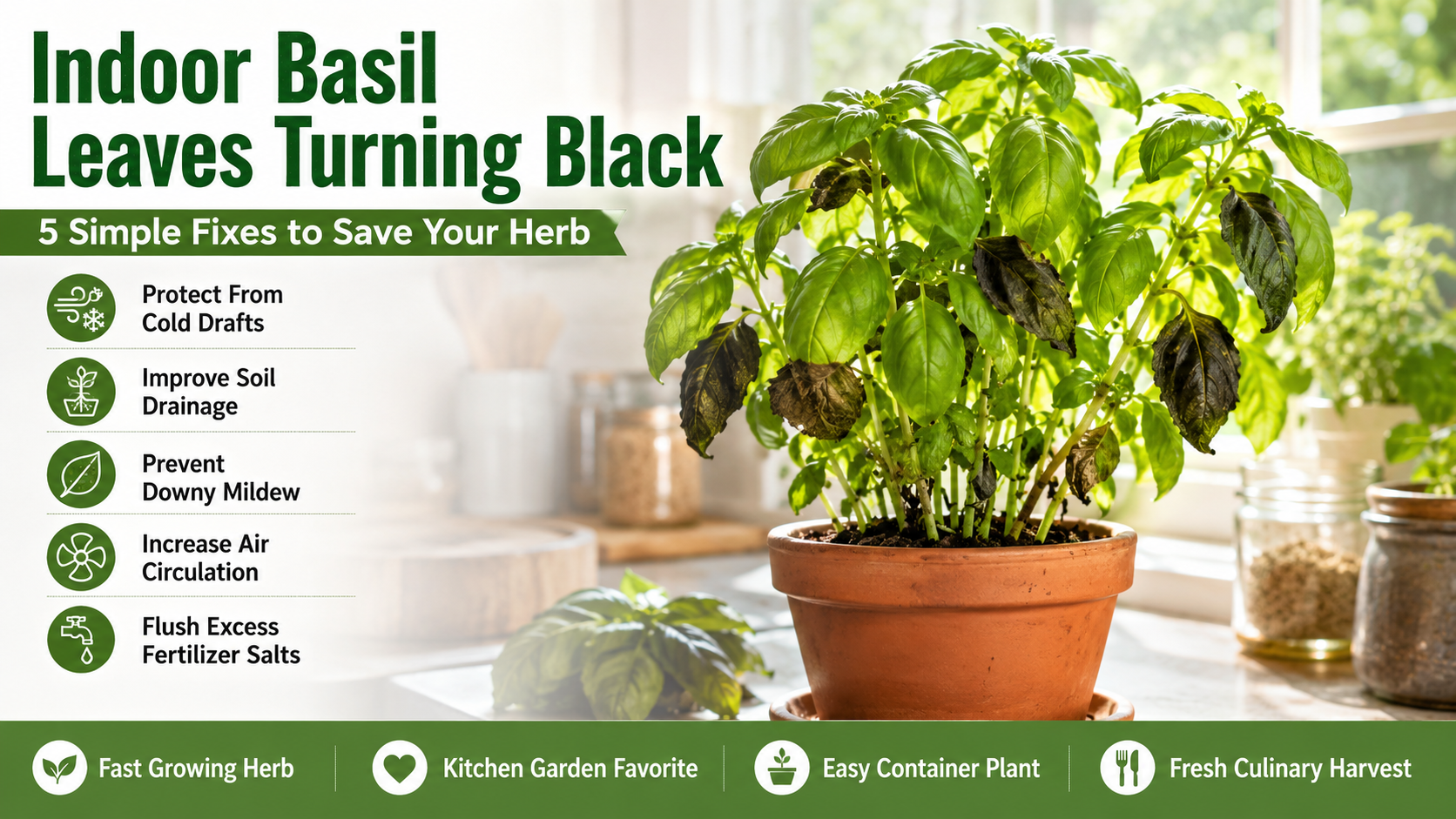 indoor basil leaves turning black