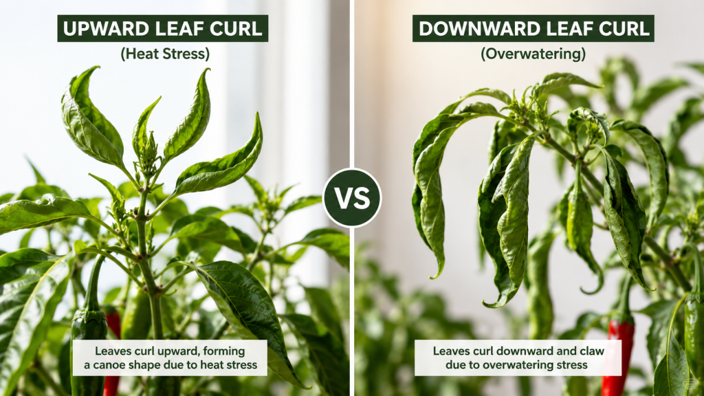 indoor chili plant leaves curling