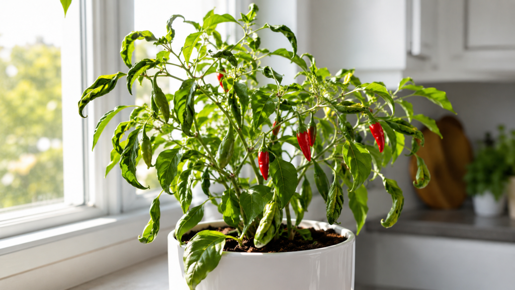 indoor chili plant leaves curling