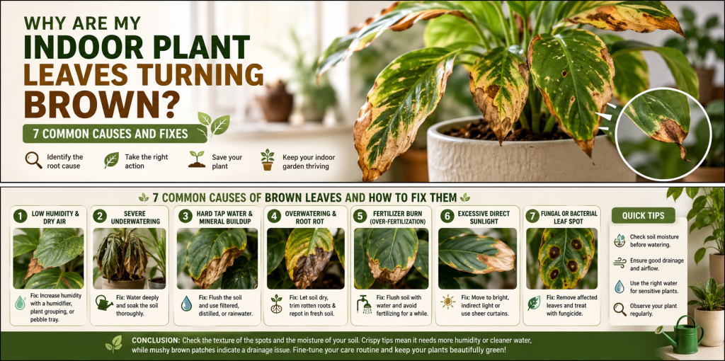 Why Are My Indoor Plant Leaves Turning Brown: 7 Causes & Quick Fixes